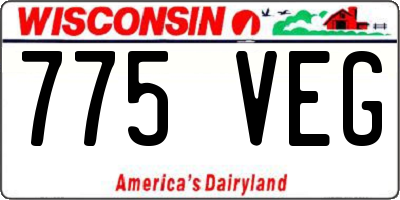 WI license plate 775VEG