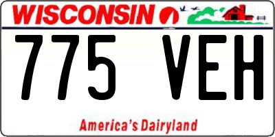 WI license plate 775VEH