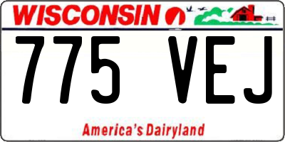 WI license plate 775VEJ