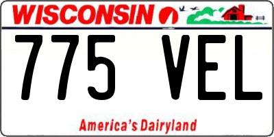 WI license plate 775VEL