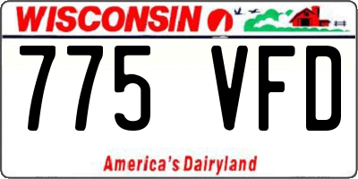 WI license plate 775VFD
