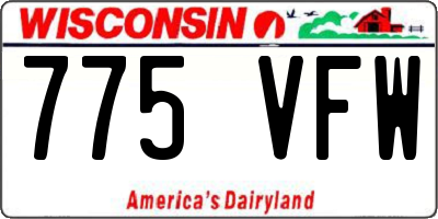 WI license plate 775VFW
