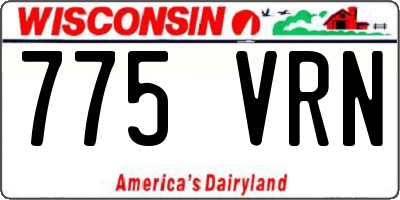 WI license plate 775VRN