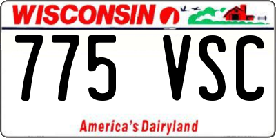 WI license plate 775VSC