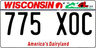 WI license plate 775XOC
