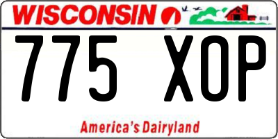 WI license plate 775XOP