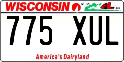 WI license plate 775XUL