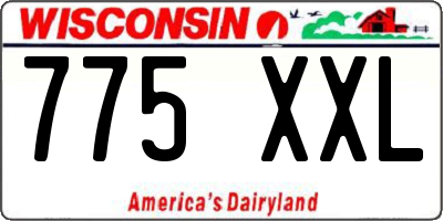WI license plate 775XXL