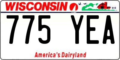 WI license plate 775YEA