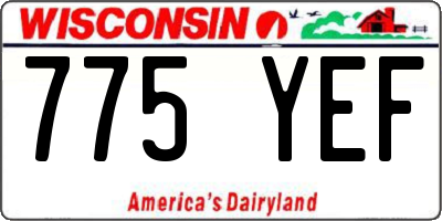 WI license plate 775YEF
