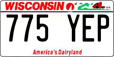 WI license plate 775YEP