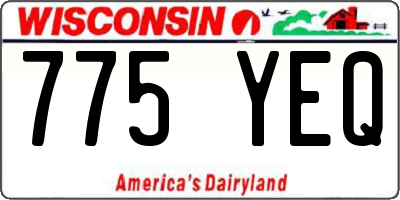 WI license plate 775YEQ
