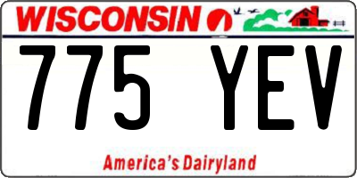 WI license plate 775YEV