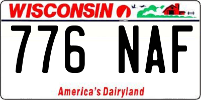 WI license plate 776NAF