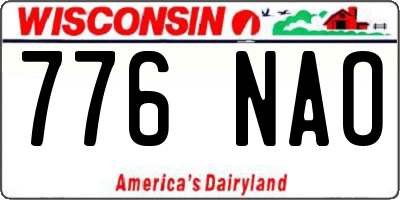 WI license plate 776NAO