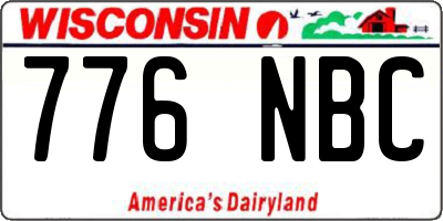 WI license plate 776NBC