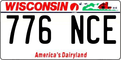 WI license plate 776NCE