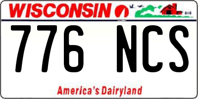 WI license plate 776NCS