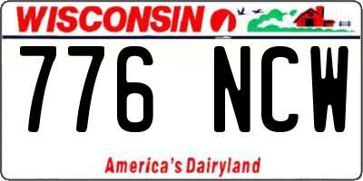 WI license plate 776NCW