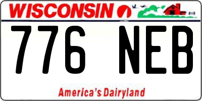 WI license plate 776NEB