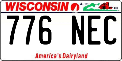 WI license plate 776NEC