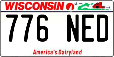 WI license plate 776NED