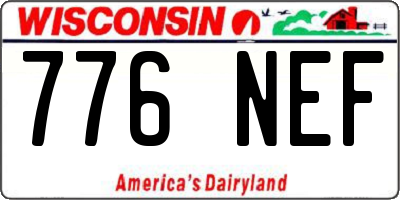 WI license plate 776NEF