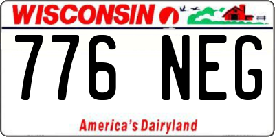 WI license plate 776NEG