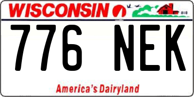 WI license plate 776NEK