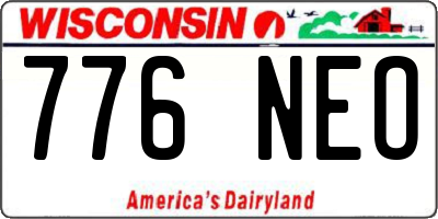WI license plate 776NEO