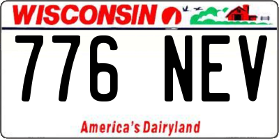 WI license plate 776NEV