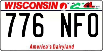 WI license plate 776NFO