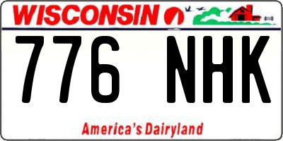 WI license plate 776NHK