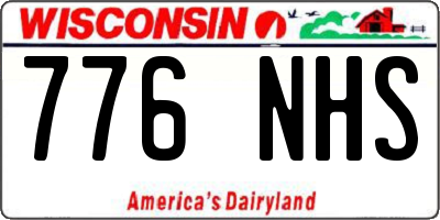 WI license plate 776NHS