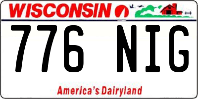 WI license plate 776NIG
