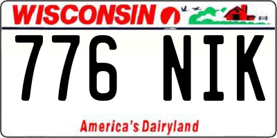 WI license plate 776NIK