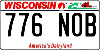 WI license plate 776NOB
