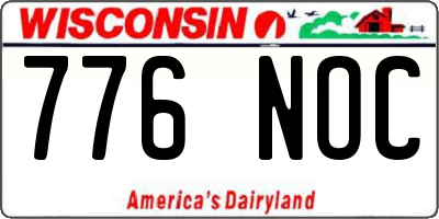 WI license plate 776NOC