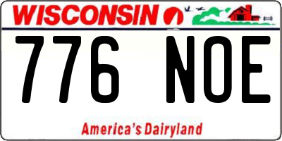 WI license plate 776NOE