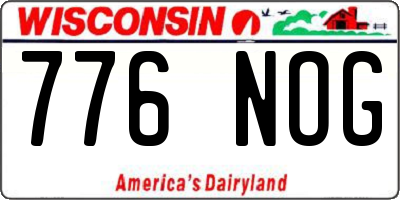 WI license plate 776NOG
