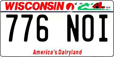 WI license plate 776NOI