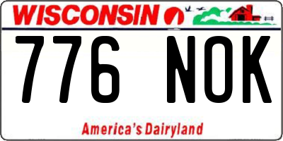 WI license plate 776NOK