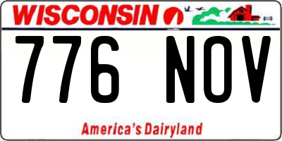 WI license plate 776NOV