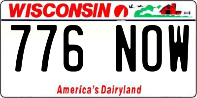 WI license plate 776NOW