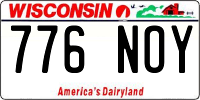 WI license plate 776NOY