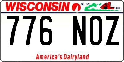WI license plate 776NOZ