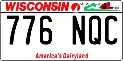 WI license plate 776NQC