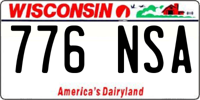 WI license plate 776NSA