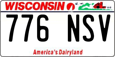 WI license plate 776NSV