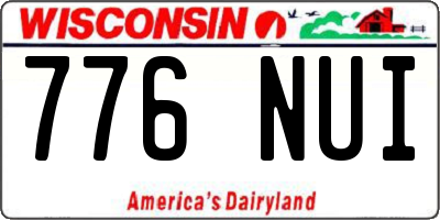 WI license plate 776NUI